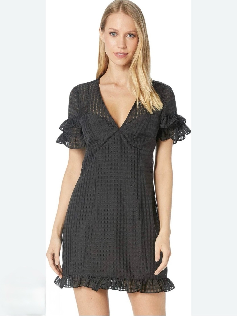 BCBGgeneration black ruffle v-neck dress SZ 4